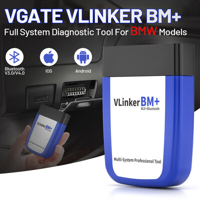 Vgate vLinker BM+ V2.2 ELM327 OBD skanner Bluetooth 3.0/4.0/wifi OBD2 autodiagnostika tööriistad töötavad koos Bimmercode`iga ELM 327 BMW jaoks