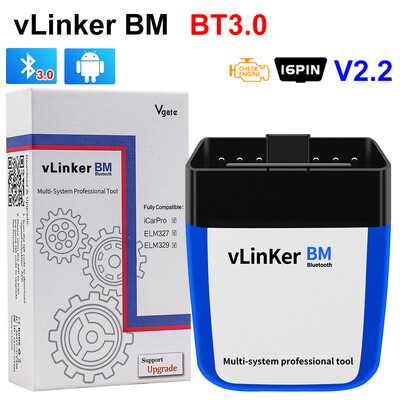 Scanerul OBD Vgate vLinker BM+ V2.2 ELM327 Bluetooth 3.0/4.0/wifi Instrumentele de diagnosticare auto OBD2 funcționează cu Bimmercode ELM 327 pentru BMW
