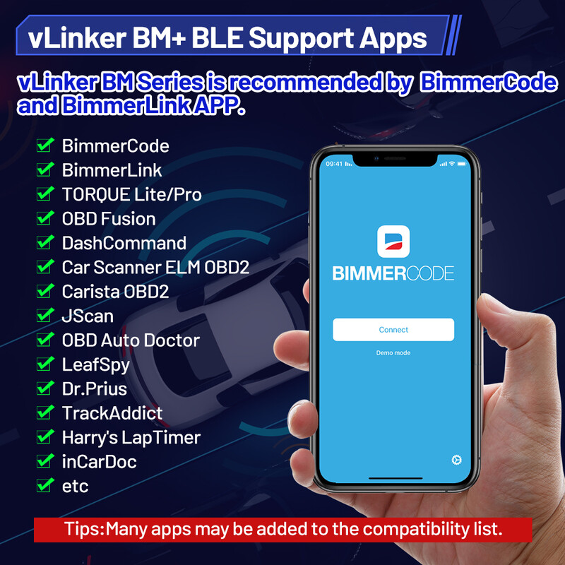 Vgate vLinker BM+ V2.2 ELM327 OBD skener Bluetooth 3.0/4.0/wifi OBD2 Auto dijagnostički alati rade s Bimmercode ELM 327 za BMW