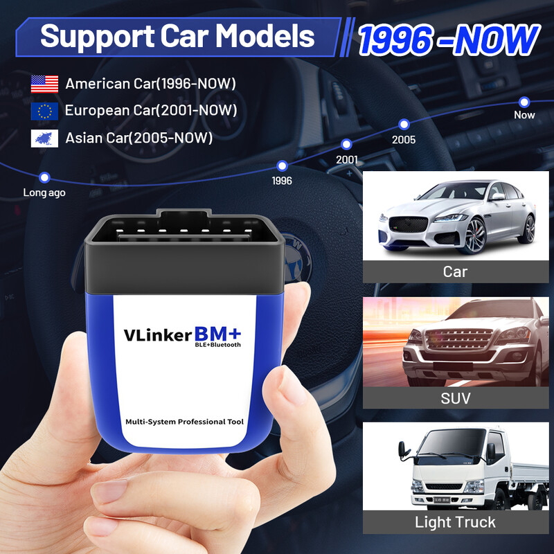 Vgate vLinker BM+ V2.2 ELM327 OBD skener Bluetooth 3.0/4.0/wifi OBD2 Auto dijagnostički alati rade s Bimmercode ELM 327 za BMW