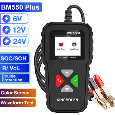 KINGBOLEN BM550, BM550 PLUS automašīnu akumulatoru testeris 6V 12V 24V akumulatoru sistēma Detect Auto Battery Analyzer Auto Battery Tool SOC SOH