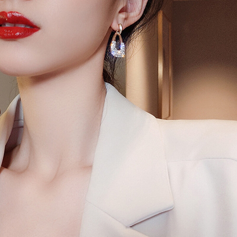 Madingi krištoliniai geometriniai kabantys auskarai moterims Vandens lašo imitacijos perlų apvalūs auskarai su kutais mergaičių sužadėtuvių papuošalai