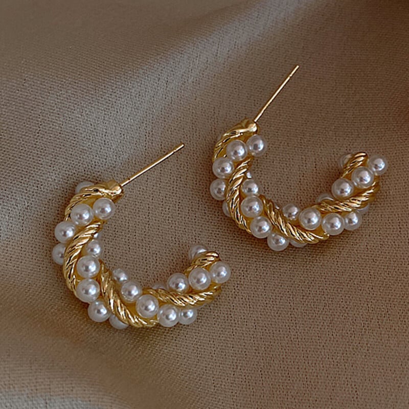 Madingi krištoliniai geometriniai kabantys auskarai moterims Vandens lašo imitacijos perlų apvalūs auskarai su kutais mergaičių sužadėtuvių papuošalai