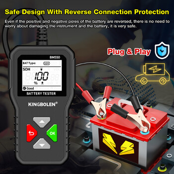 KINGBOLEN Car Battery Tester BM550 6V 12V 24V 100-2000CCA 2Ah-220Ah Battery System Detect Auto Battery Analyzer Car Battery Car