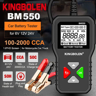 KINGBOLEN autoaku tester BM550 6V 12V 24V 100-2000CCA 2Ah-220Ah akusüsteem Tuvastage automaatne akuanalüsaator autoaku tööriist