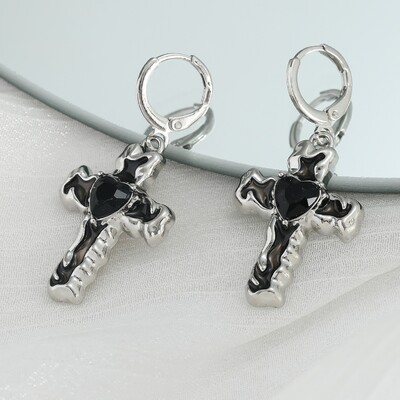 Jednostavne srebrne zvjezdane naušnice za žene Opal Stone Heart Hoop Naušnice Punk Y2K Slatka dnevna odjeća Nakit Pokloni za zabavu