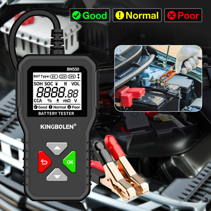 KINGBOLEN BM550 autóakkumulátor teszter 6V 12V 24V Detect Auto Battery Analyzer 100-2000 CCA akkumulátor hullámformájú autóakkumulátor eszköz