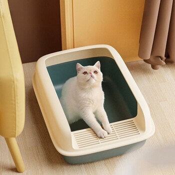 Kitty Litter Box Малък размер Пясъчник за домашни любимци за котки Котки против пръски Тоалетна Пясъчник за домашни любимци Тава за коте Нощен съд Почистване Котешки консумативи