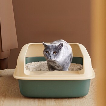 Kitty Litter Box Малък размер Пясъчник за домашни любимци за котки Котки против пръски Тоалетна Пясъчник за домашни любимци Тава за коте Нощен съд Почистване Котешки консумативи