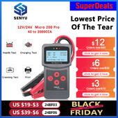 Lancol Micro 200 Pro 12V 24V automobilio akumuliatoriaus testeris 40-2000 CCA pasukamas įkrovimas motociklo akumuliatoriaus analizatoriaus įrankiai su LED lempute