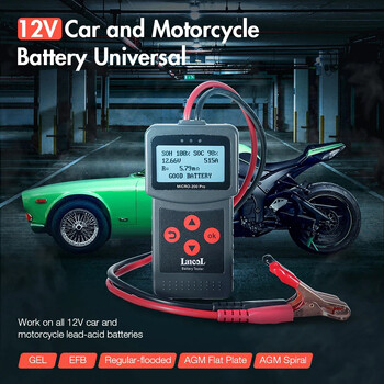 Lancol Micro 200 Pro 12V 24V Car Battery Tester 40-2000 CCA Cranking Charging Battery Analyzer Tools with LED Light