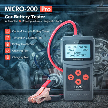 Lancol Micro 200 Pro 12V 24V Car Battery Tester 40-2000 CCA Cranking Charging Battery Analyzer Tools with LED Light