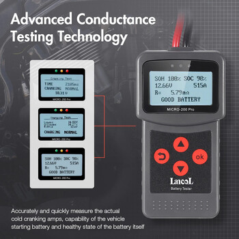 Lancol Micro 200 Pro 12V 24V Car Battery Tester 40-2000 CCA Cranking Charging Battery Analyzer Tools with LED Light