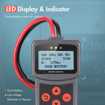 Lancol Micro 200 Pro 12V 24V Car Battery Tester 40-2000 CCA Cranking Charging Battery Analyzer Tools with LED Light