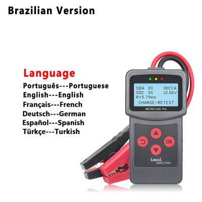 Lancol Micro 200 Pro 12V 24V automobilio akumuliatoriaus testeris 40-2000 CCA pasukamas įkrovimas motociklo akumuliatoriaus analizatoriaus įrankiai su LED lempute