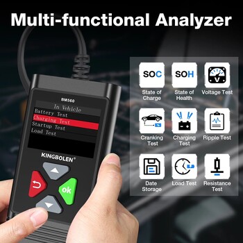 Kingbolen BM560 Car Battery Tester 6V 12V BM580 Battery Analyzer Test Δοκιμή φόρτισης φόρτισης Δοκιμή φορτίου BM550 PK KW650