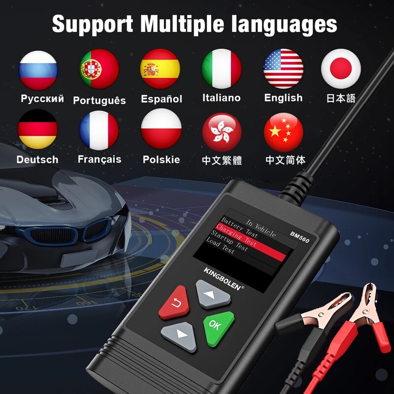 Kingbolen BM560 automobilio akumuliatoriaus testeris 6V 12V BM580 akumuliatoriaus analizatoriaus sukimosi testas Įkrovimo bandymas apkrovos testas BM550 PK KW650