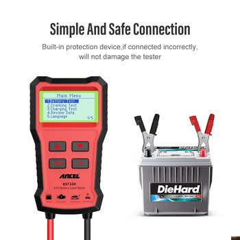 ANCEL BST100 Car Battery Tester 12V Battery Analyzer Cranking Charging CircuitTest Battery Tester Auto Diagnostic Tools PK BM550