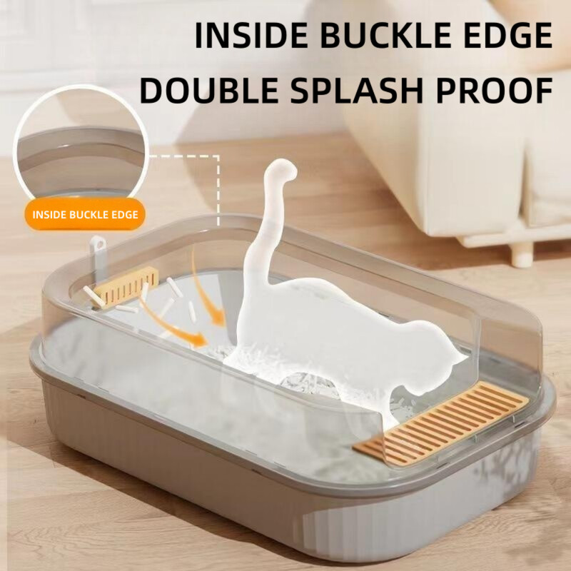 Macskaalomdoboz, félig zárt homokozó, nagy terű WC, fröccsenés elleni tálcák kiscicáknak.