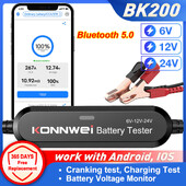 KONNWEI BK100 BK200 6V 12V 24V Bluetooth 5.0 Automobilių sunkvežimių akumuliatoriaus tikrinimo bangos formos monitorius 100-2000 CCA įkrovimo sukimo bandymo įrankiai