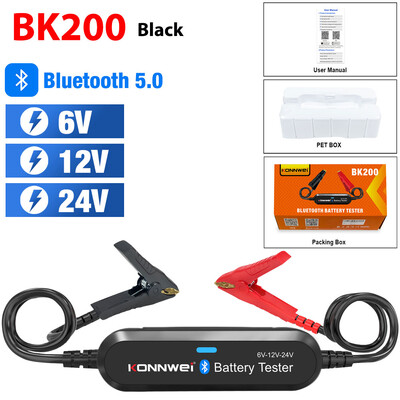 KONNWEI BK100 BK200 6V 12V 24V Bluetooth 5.0 Automobilių sunkvežimių akumuliatoriaus tikrinimo bangos formos monitorius 100-2000 CCA įkrovimo sukimo bandymo įrankiai