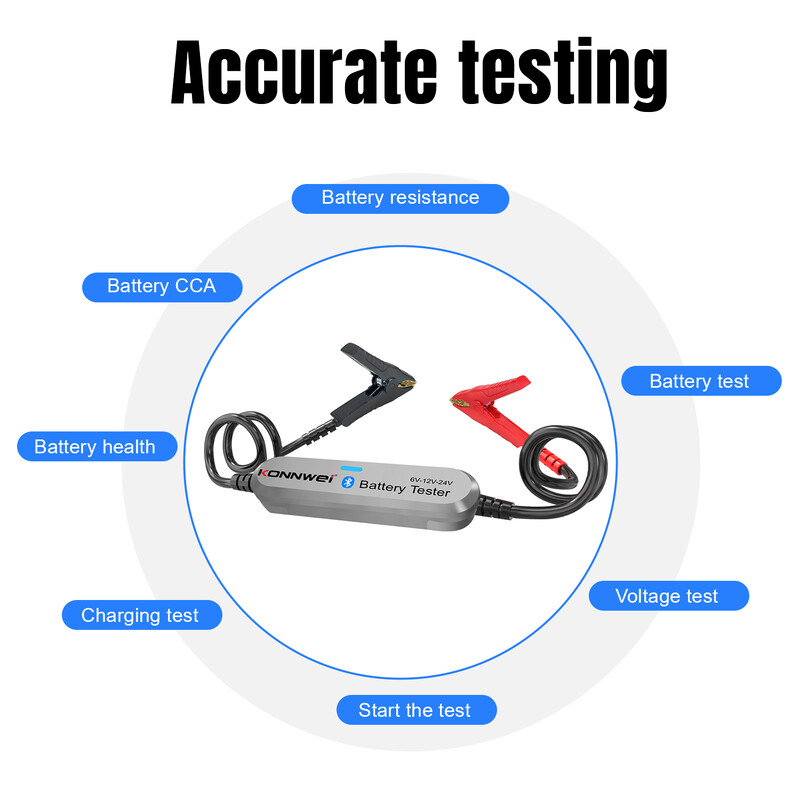 KONNWEI BK100 BK200 6V 12V 24V Bluetooth 5.0 Automobilių sunkvežimių akumuliatoriaus tikrinimo bangos formos monitorius 100-2000 CCA įkrovimo sukimo bandymo įrankiai