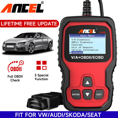 Ancel VD500 Автомобилен OBD2 скенер за VW/Audi Full System Code Reader ABS EPB Oil Reset Автомобилни диагностични инструменти за VAG Skoda