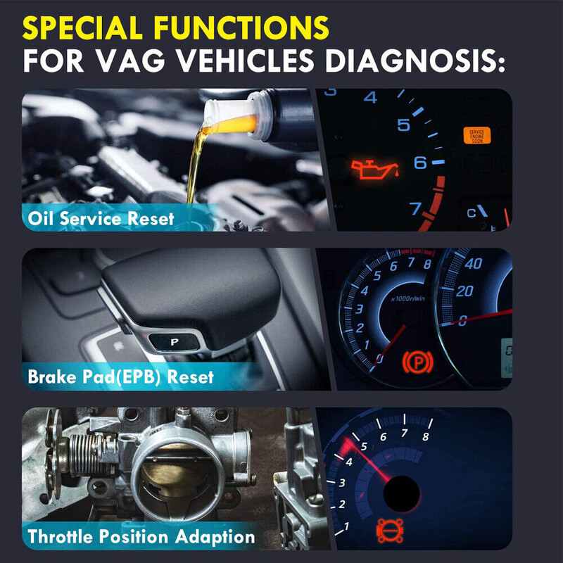 Ancel VD500 Scaner auto OBD2 pentru VW/Audi Cititor de coduri sistem complet ABS EPB Instrumente de diagnosticare auto pentru resetarea uleiului pentru VAG Skoda