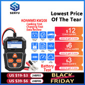 KONNWEI KW208 12V automobilio akumuliatoriaus testeris 2000CCA 12 voltų akumuliatoriaus įrankiai automatinio greito sukimo įkrovimo diagnostikos įrankio duomenų peržiūra