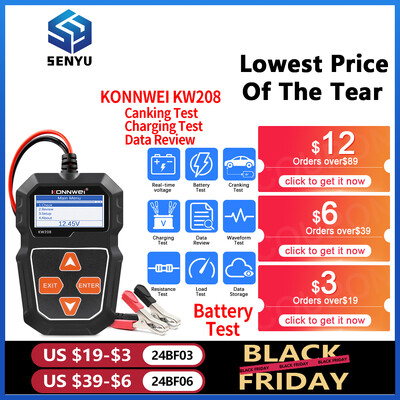 KONNWEI KW208 12 V autoaku tester 2000CCA 12 V aku tööriistad Automaatne kiirväntamine Laadimine Diagnostikatööriistade andmete ülevaatus