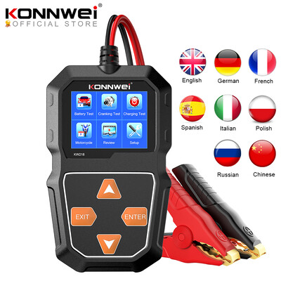 KONNWEI KW218 auto mootorratta aku tester 12V 6V akusüsteemi analüsaator 2000CCA laadimise väntamise testimise tööriistad autole