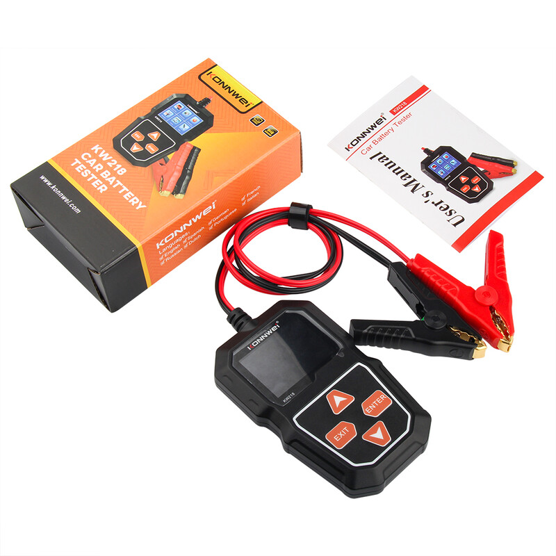 KONNWEI KW218 automobilio motociklo akumuliatoriaus testeris 12V 6V akumuliatoriaus sistemos analizatorius 2000CCA įkrovimo sukimosi testavimo įrankiai automobiliui
