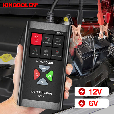 KINGBOLEN BM580 akumuliatoriaus testeris 12V 6V automobilio akumuliatoriaus įkroviklio įrankiai, paleidimo grandinės įkrovimo testas, automobilių analizatorius PK KW650 KW208