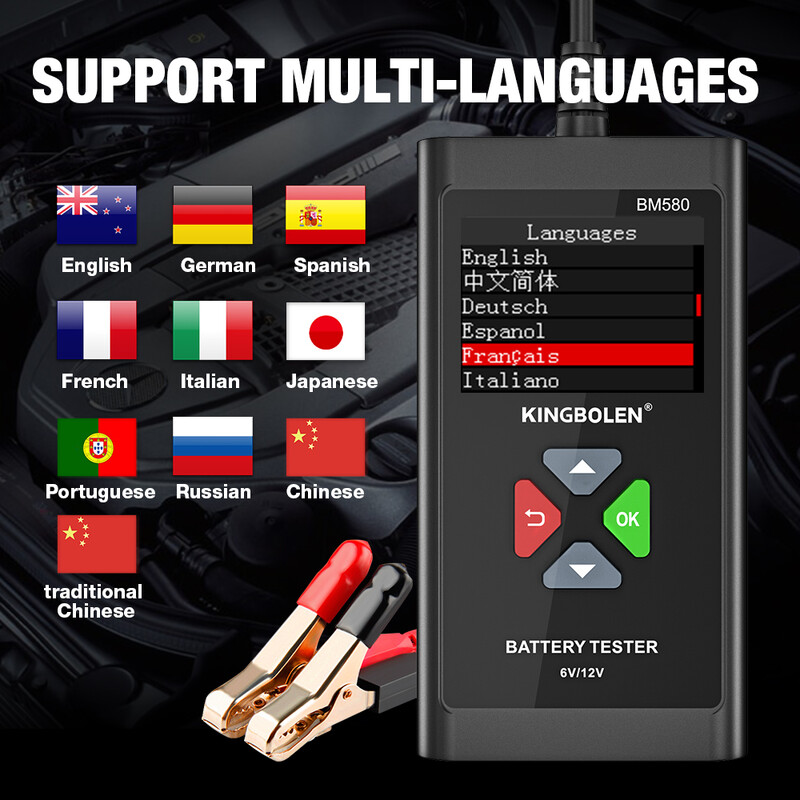 KINGBOLEN BM580 akkumulátortesztelő 12V 6V autós akkumulátortöltő szerszámok indítási áramkör töltési teszt autóipari elemző PK KW650 KW208