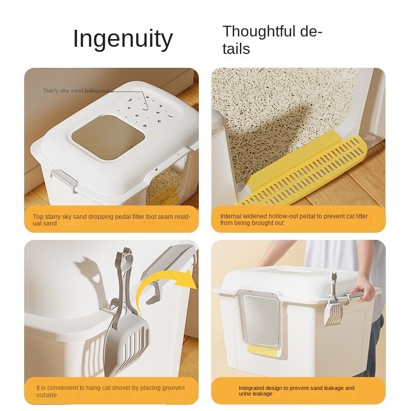 Itin didelis dvigubos paskirties kačių kraiko baseinas kačių tualetas katėms Atviros apsaugos nuo purslų, ypač didelių ekskrementų siuntimas