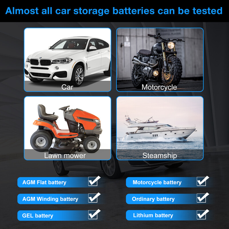 2024 m. naujausia patobulinta versija KONNWEI BK100 Bluetooth 5.0 automobilio motociklo akumuliatoriaus testeris 6V 12V akumuliatoriaus analizatorius nuo 100 iki 2000 CCA