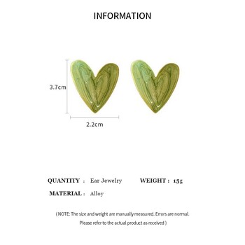 Голямо сърце Любовни обеци за жени Момиче Минималистичен бял зелен цветен модел Графити Глазурен обеци Естетични бижута