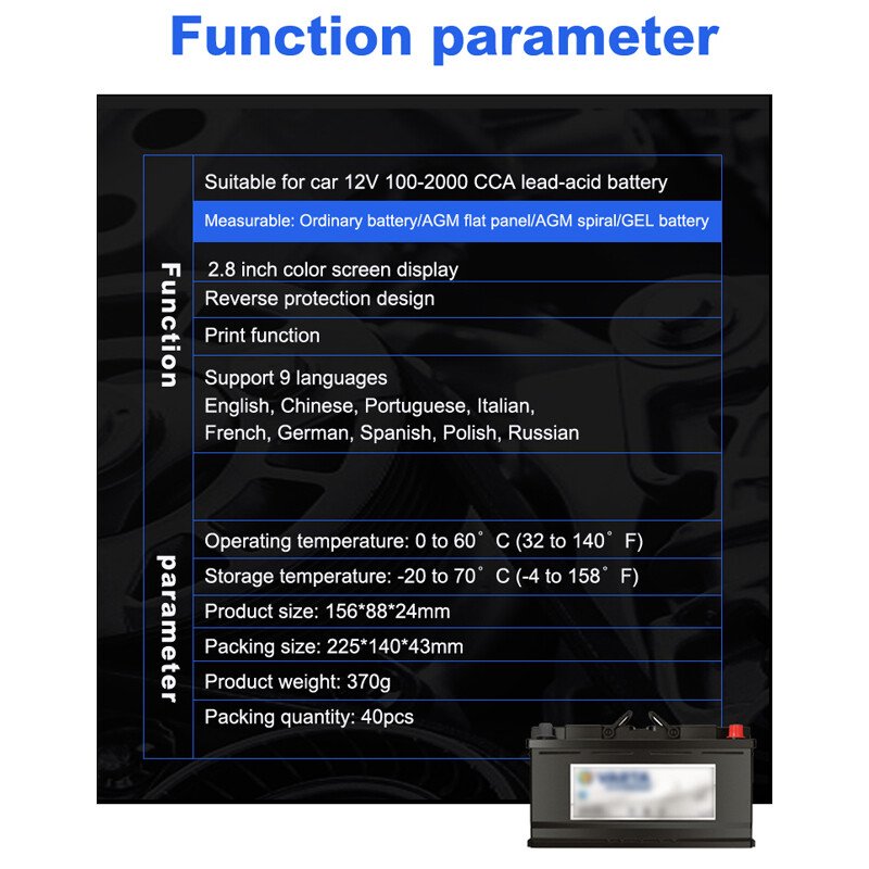 V311B Detector baterie auto 12V Măsurarea calității bateriei Capacitate Putere Tensiune Durată Afișaj digital Detector baterie General