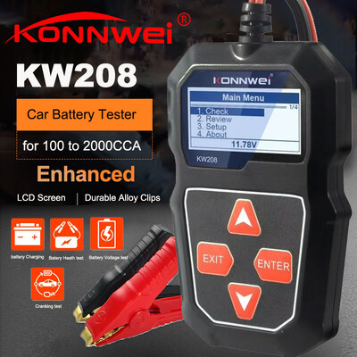 KONNWEI KW208 autoaku tester 12V 100 kuni 2000CCA väntamine laadimisahela tester akuanalüsaator 12 volti aku tööriist BM550