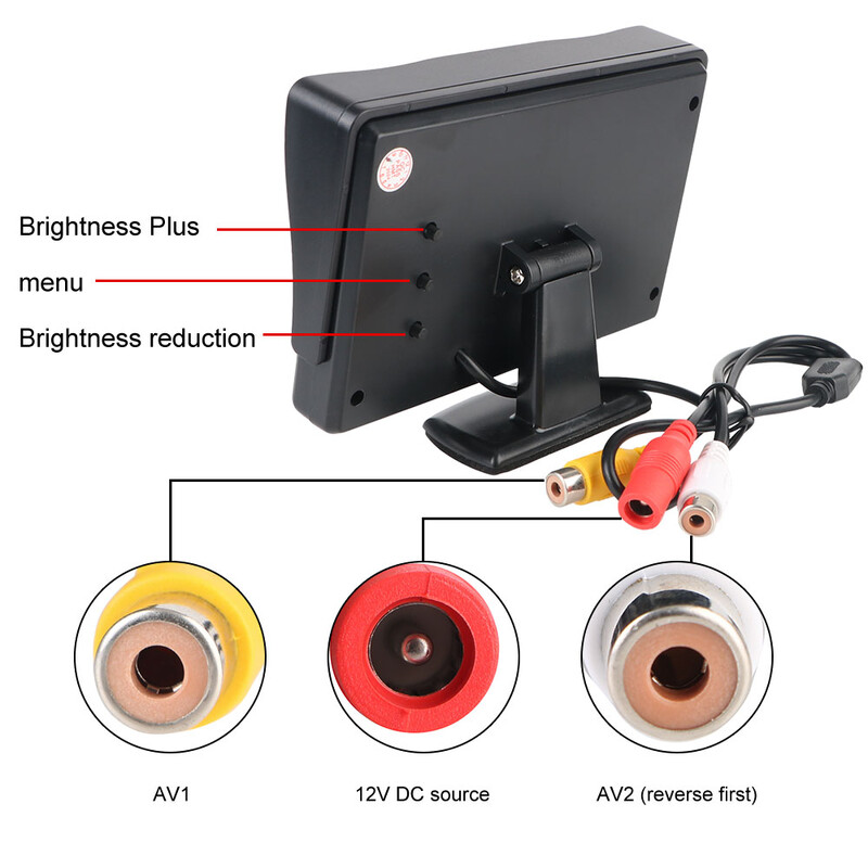 TFT LCD kameros 4,3 colio automobilio monitorius Atbulinės eigos kameros ekranas HD ekranas Sulankstomas automobilio priedai Parkavimo automobilių vaizdo grotuvai