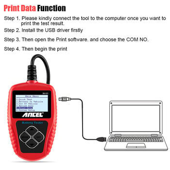 Ancel BA101 Battery Tester 100-2000CCA 220AH Auto Load Battery Analyzer Δοκιμή φόρτισης Δοκιμή φόρτισης Δοκιμή φόρτισης μπαταρίας αυτοκινήτου