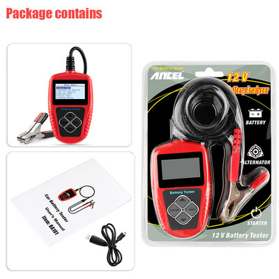 Ancel BA101 akumulatora testeris 100-2000CCA 220AH automātiskās slodzes akumulatora analizatora uzlādes pārbaude uzlādes pārbaude automašīnas akumulatora stāvokļa testeris