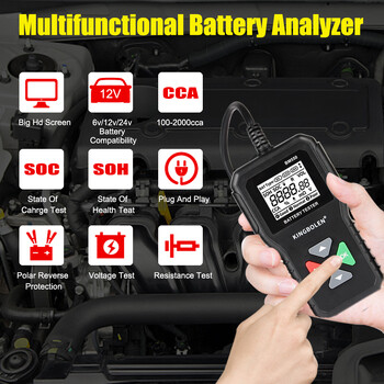 100-2000 CCA Black Car Battery Tester BM550 Car Battery Tool 6V 12V 24V Battery System Detect Auto Battery Analyzer