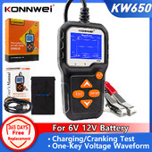 KONNWEI KW650 automobilio akumuliatoriaus testeris 6V 12V automatinis akumuliatoriaus sistemos analizatorius nuo 100 iki 2000 CCA automobilio greito sukimo įkrovimo įrankis