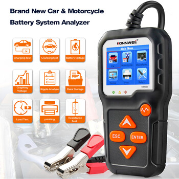 KONNWEI KW650 Car Battery Tester 6V 12V Auto Battery System Analyzer 100 to 2000 CCA Car Quick Cranking Charging Tool