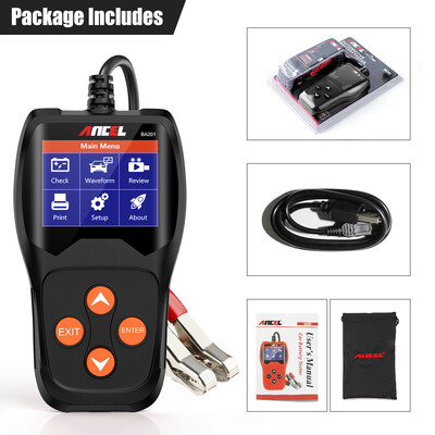 Ancel BA201 automobilio akumuliatoriaus testeris 12V nuo 100 iki 2000CCA 12 voltų akumuliatoriaus įrankiai, skirti automobilio greito sukimosi įkrovimo diagnostikos testeriui