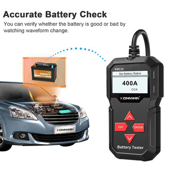 Νέος KONNWEI KW210 Automatic Smart 12V Car Battery Tester Auto Battery Analyzer 100 to 2000CCA Cranking Battery Car Tester