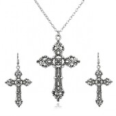 2024 Нови модерни обеци с висулка с кръст за жени Барокова мода Винтидж висяща готическа огърлица Религиозни бижута Подарък