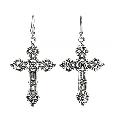 2024 Нови модерни обеци с висулка с кръст за жени Барокова мода Винтидж висяща готическа огърлица Религиозни бижута Подарък