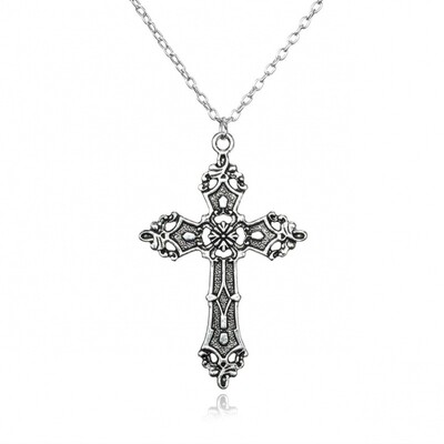 2024 Нови модерни обеци с висулка с кръст за жени Барокова мода Винтидж висяща готическа огърлица Религиозни бижута Подарък
